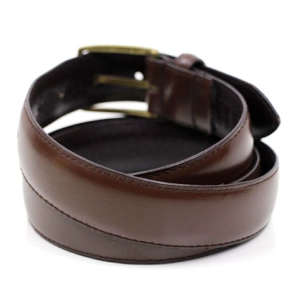 CLASSIC BROWN GENUINE LEATHER 1 1/8"Wd DRESS CASUAL MEN'S BELT Sz 38/95 (R16 - Picture 4 of 9